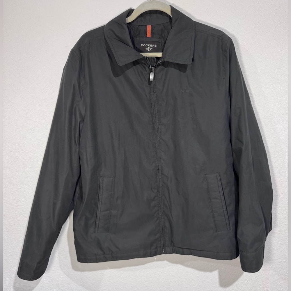 Dockers Jacket Mens M Quilted Full Zip Black Mock Neck Heavyweight Insulated